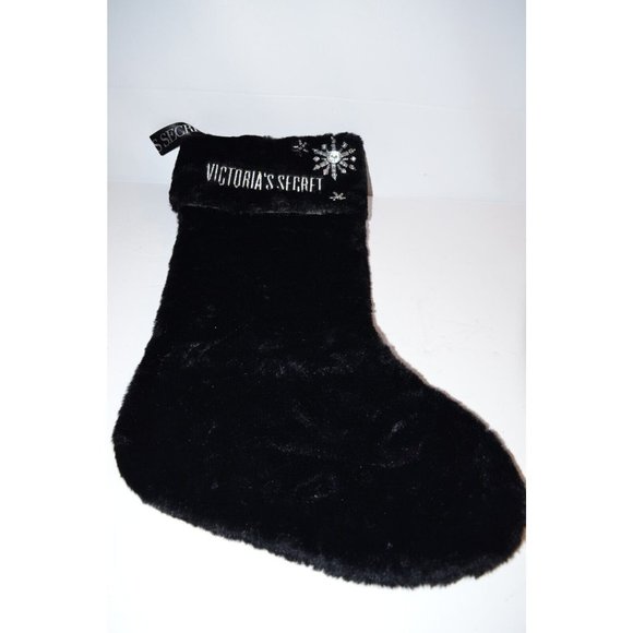 Victoria Secret Black velvet Bling Starburst Holiday Stocking soft 18" - Picture 1 of 6
